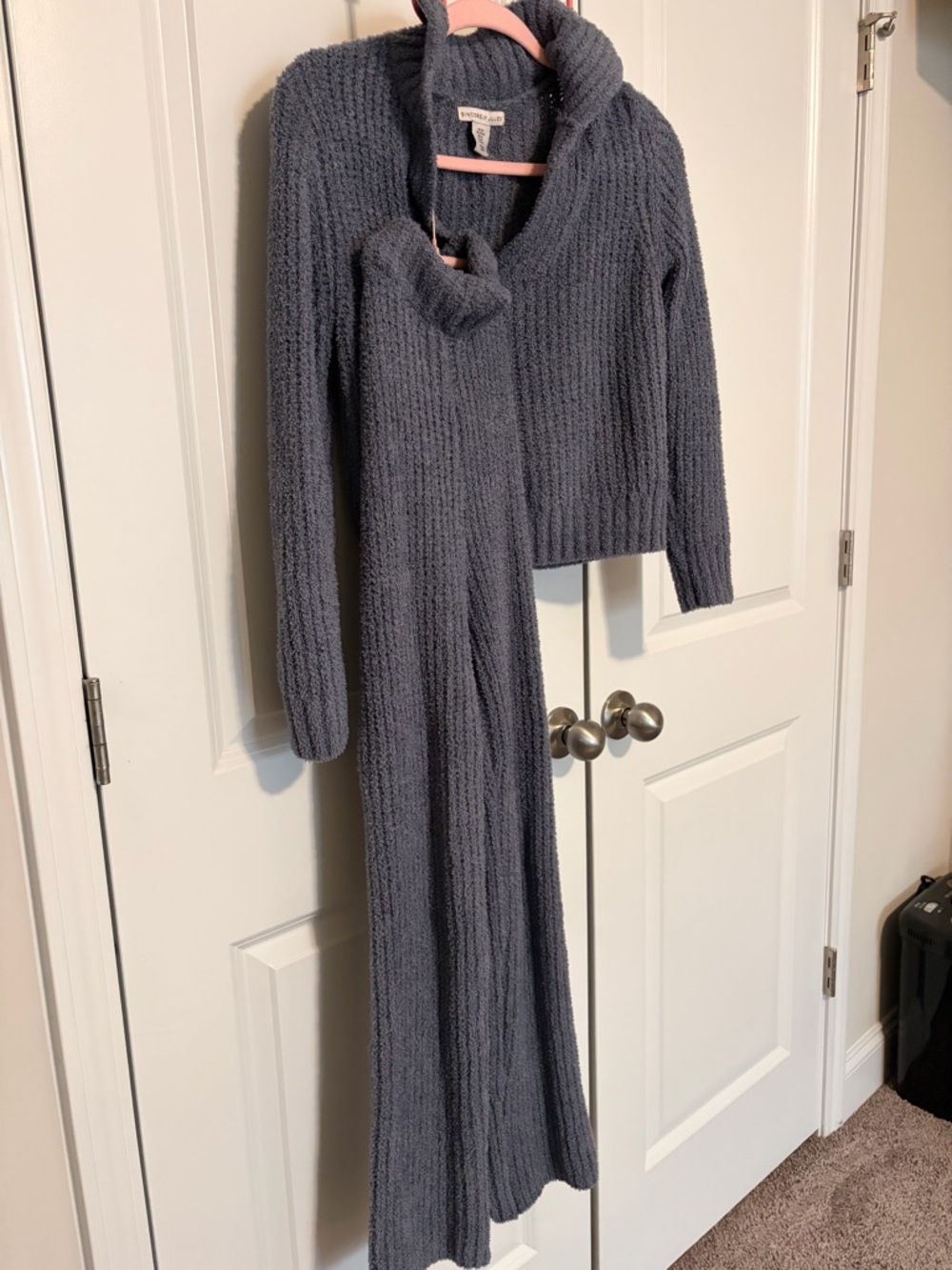 Sincerely Jules Plush Blue Chunky Knit Lounge Set